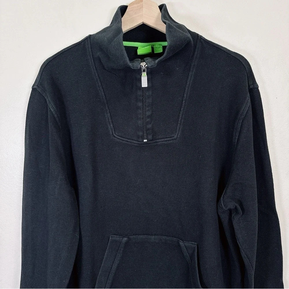 Hugo Boss Cotton Half Zip Ribbed Sweater - Picture 2 of 15